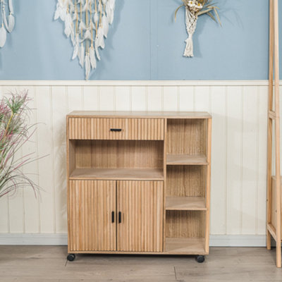 Utility Table in Solid Wood with Storage Exotic Boho Dining Room
