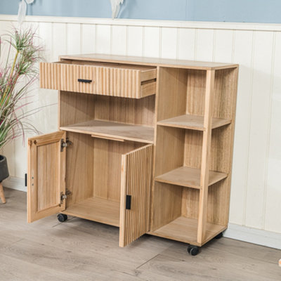 Utility Table in Solid Wood with Storage Exotic Boho Dining Room