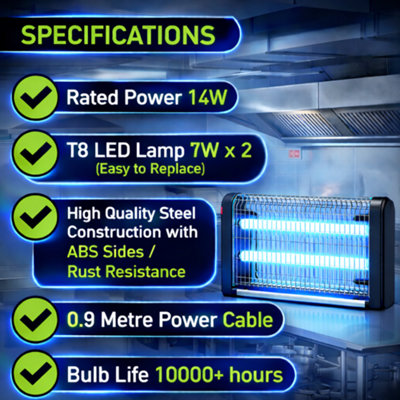 UV LED Wall Mounted Fly Zapper Killer Unit Electric for Capturing Flies ...
