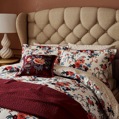 V&A Chinoiserie Charm Duvet Cover Set King Size Blue/Red