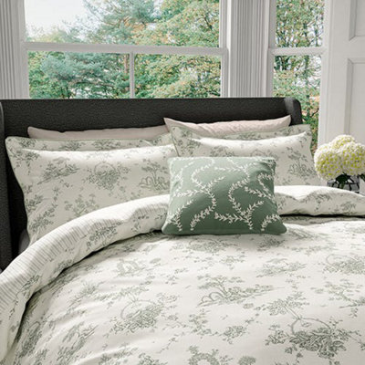 V&A Garden Of Love Duvet Cover Set King Size Green