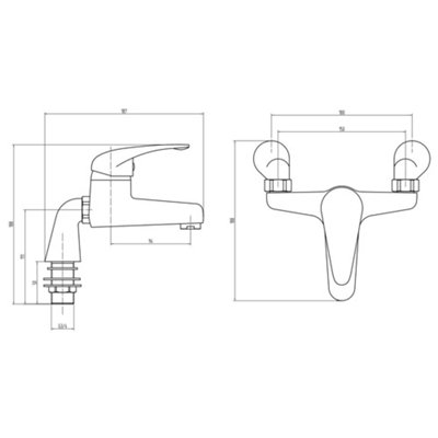 V Series Lever Handle Bath Filler Mixer Tap Chrome Mixer Taps Modern Bathroom - 6