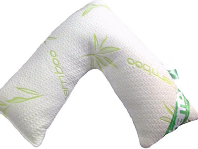 V Shape Bamboo Pillow Memory Foam Orthopaedic V-Shaped Pillow Extra Cushioning Support For Head, Neck & Back