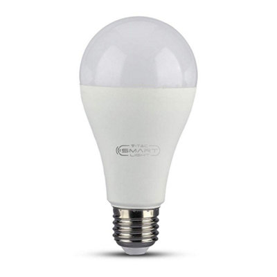 V-TAC 15W Smart WiFi LED Bulb - RGB & White Dimmable Light, Compatible with Alexa & Google Home