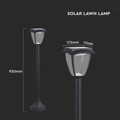 V-TAC LED Solar Lawn Lamp Matt Black - 5