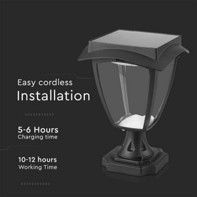 V-TAC LED Solar Stand Lamp Matt Black - 6