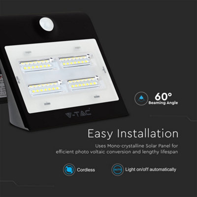 V-TAC LED Solar Wall Lamp Black - 3