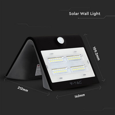 V-TAC LED Solar Wall Lamp Black