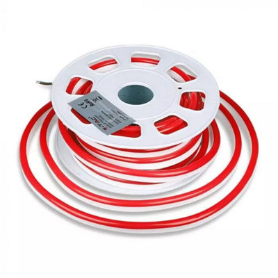 V-TAC NEONR10 LED Neon Rope Light Strip Flexible Red 24V IP65 8W/M (10M/ROLL)