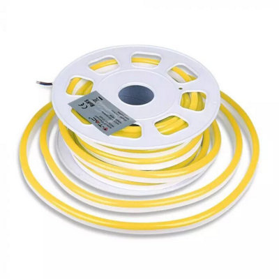 V-TAC NEONY10 LED Neon Rope Light Strip Flexible Yellow 24V (10M/ROLL) 8W/M