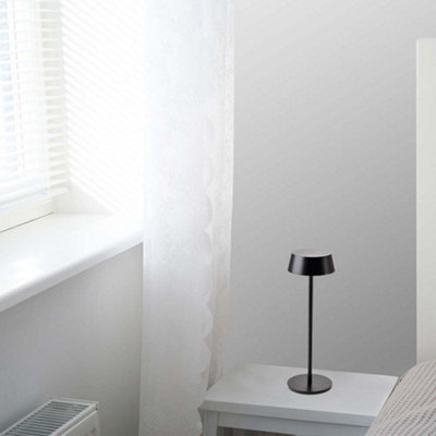 V-TAC Rechargeable Table Lamp Black Round LED USB Dimmable Light