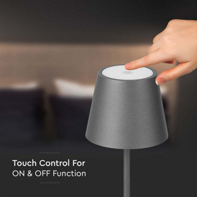 V-TAC Rechargeable Table Lamp Grey Round LED USB Dimmable Light - 5