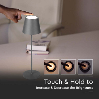 V-TAC Rechargeable Table Lamp Grey Round LED USB Dimmable Light - 6