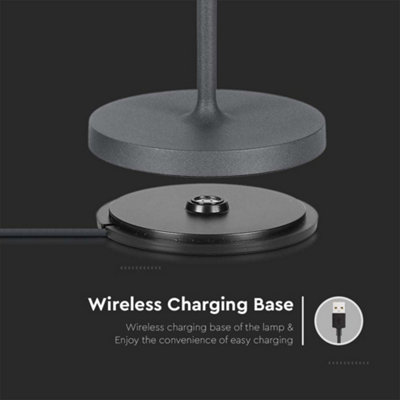 V-TAC Rechargeable Table Lamp Grey Round LED USB Dimmable Light - 7