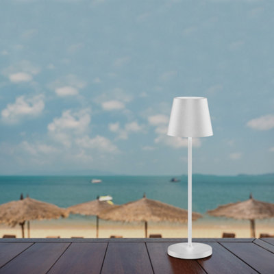 V-TAC Rechargeable Table Lamp White Round LED USB Dimmable Light with Wireless Charging