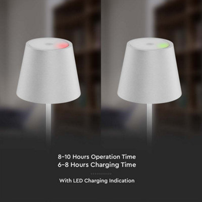 V-TAC Rechargeable Table Lamp White Round LED USB Dimmable Light with Wireless Charging - 9