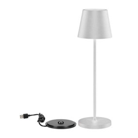 V-TAC Rechargeable Table Lamp White Round LED USB Dimmable Light