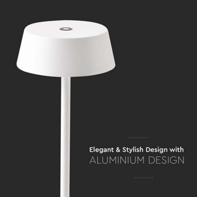 V-TAC Rechargeable Table Lamp White Round LED USB Dimmable Light - 4