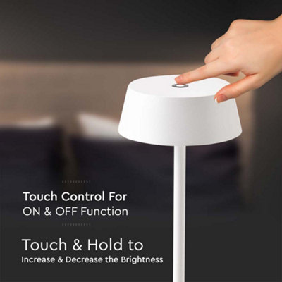 V-TAC Rechargeable Table Lamp White Round LED USB Dimmable Light - 5