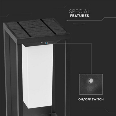 V-TAC Solar Wall Light Black Outdoor with LED Samsung Chip & Inbuilt Sensor - 3