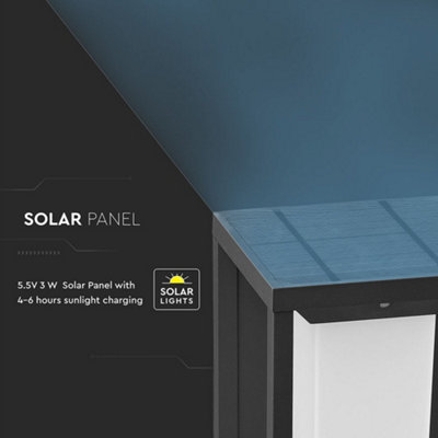 V-TAC Solar Wall Light Black Outdoor with LED Samsung Chip & Inbuilt Sensor - 4