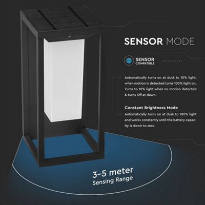 V-TAC Solar Wall Light Black Outdoor with LED Samsung Chip & Inbuilt Sensor - 5