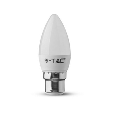 V-TAC VT21103 LED Plastic Candle Light Bulb Warm White Samsung Chip 3000K B22 5.5W