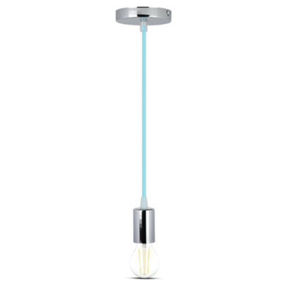V-TAC VT3787 High Quality E27 Chrome Metal Cup Pendant Light Blue (Vt-7338)