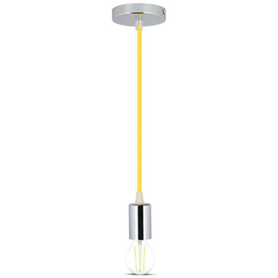 V-TAC VT3793 High Quality E27 Chrome Metal Cup Pendant Light Yellow Wire (Vt-7338)