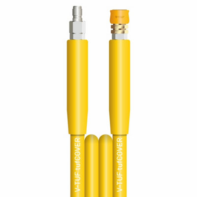 V-TUF 20m 2 WIRE, TOUGH COVER 3/8" 400BAR 155C  V-TUF YELLOW JETWASH HOSE with DURAKLIX HEAVY DUTY MSQ COUPLINGS
