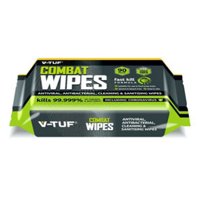 V-TUF Combat Antibac Antiviral wipes (90pk x 3) - PACK OF 3