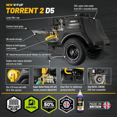 V-TUF TORRENT 2D5  - 2175PSI 150BAR 13L/MIN 150L DIESEL PRESSURE WASHER BOWSER - YANMAR L4.8  - "Bio Bowser" - 3
