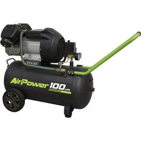 V-Twin Direct Drive Air Compressor - 100L Capacity Tank - 3hp Induction Motor