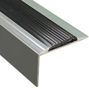 V1 Stair Nosing Trim 3ft / 0.9metres Silver Anti-Slip Edging Strip Tile / Laminate / Wood To Vinyl Or Carpet