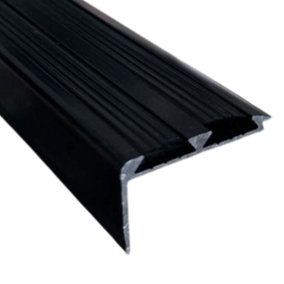 V2 Stair Nosing Trim 3ft / 0.9metres Black Anti-Slip Edging Strip Tile / Laminate / Wood To Vinyl Or Carpet