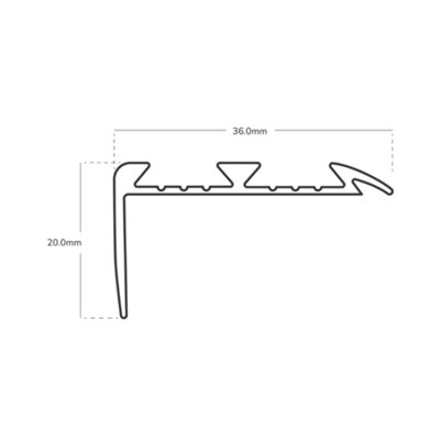 V2 Stair Nosing Trim 3ft / 0.9metres Silver Anti-Slip Edging Strip Tile / Laminate / Wood To Vinyl Or Carpet