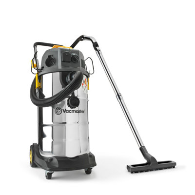 Vacmaster 38L M Class Dust Extractor with Power Take Off & Push Clean Filter - Industrial Wet Dry Vac, 240V, 1500W, Corded, Silver