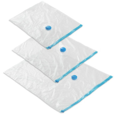 Vacuum Storage Bags 10 bags in 3 sizes, with inlet and outlet valve