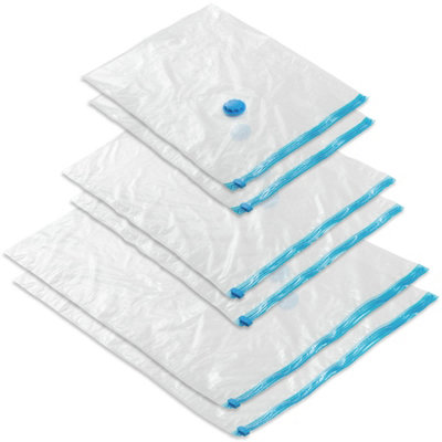 Vacuum Storage Bags 6 bags in 3 sizes, with inlet and outlet valve