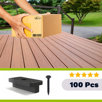 Valdern 100 pieces Composite Decking Clips with Black Screws 6mm Gap