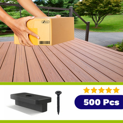 Valdern 500 pieces Composite Decking Clips with Black Screws 6mm Gap