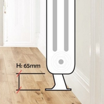 Valdern Pair of Universal White Column Radiator Support Feet 65mm