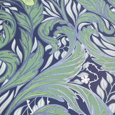 Vale Leaf Green / Blue Wallpaper Muriva 221501