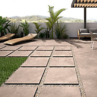 Vale Matt Beige Concrete Effect Porcelain Outdoor Tile - Pack of 2, 0.74m² - (L)610x(W)610