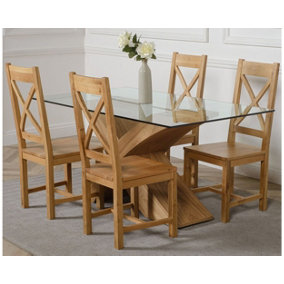 Valencia 160 cm x 90 cm Glass Dining Table and 4 Chairs Dining Set with Berkeley Chairs