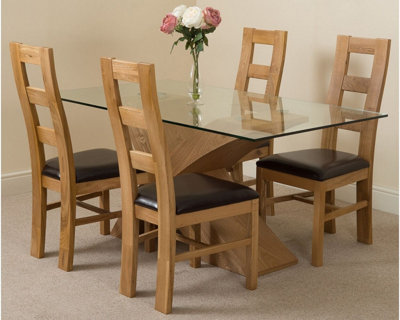 Valencia 160 cm x 90 cm Glass Dining Table and 4 Chairs Dining Set with Yale Chairs