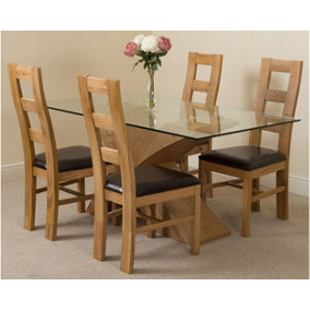 Valencia 160 cm x 90 cm Glass Dining Table and 4 Chairs Dining Set with Yale Chairs
