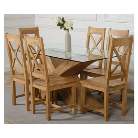 Valencia 160 cm x 90 cm Glass Dining Table and 6 Chairs Dining Set with Berkeley Chairs