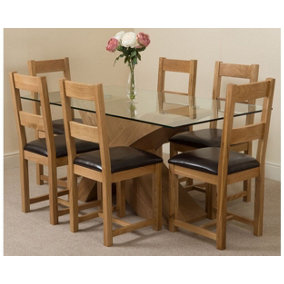 Valencia 160 cm x 90 cm Glass Dining Table and 6 Chairs Dining Set with Lincoln Chairs