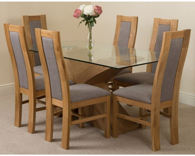 Valencia 160 cm x 90 cm Glass Dining Table and 6 Chairs Dining Set with Stanford Chairs